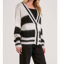 Elan - Stripe Fuzzy Cardigan