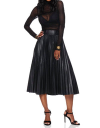 PINCH Pleated Pu Leather Skirt in black - women's skirt - alternate view