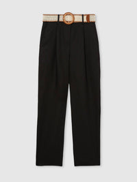 Reiss - Beau Linen Belted Tapered Trousers