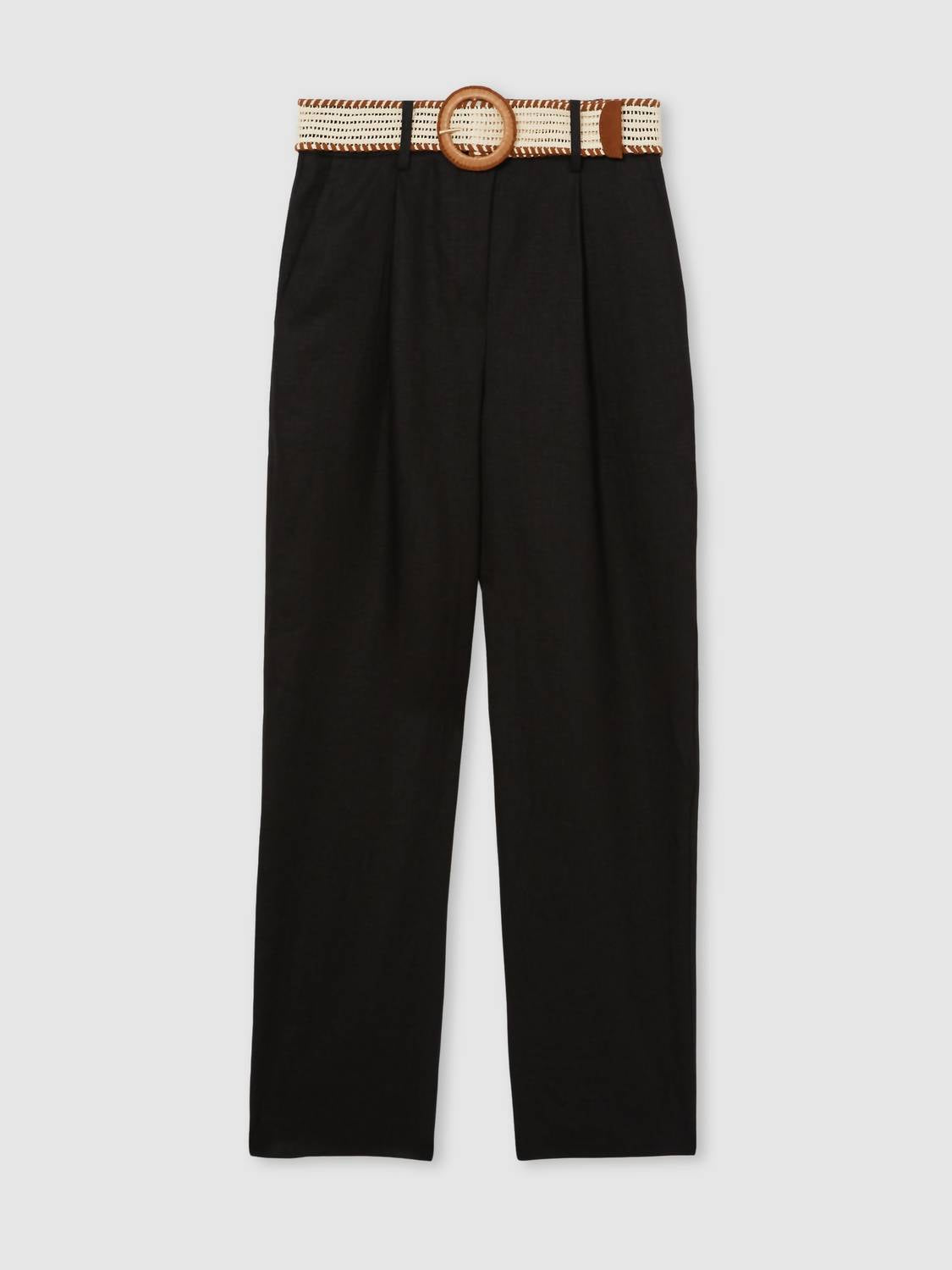 Reiss - Beau Linen Belted Tapered Trousers