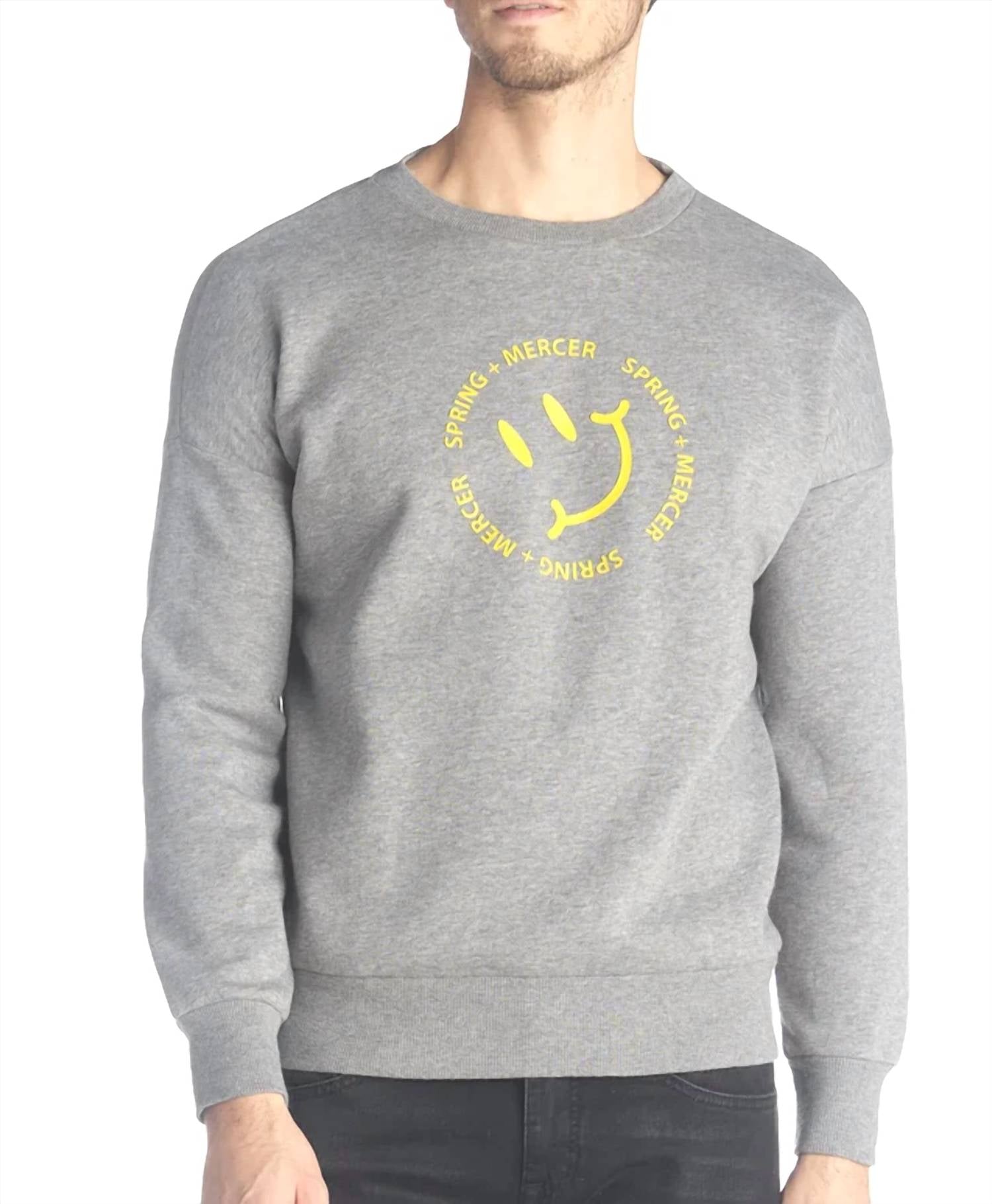 Spring + Mercer - Smiley Crewneck Fleece Sweatshirt