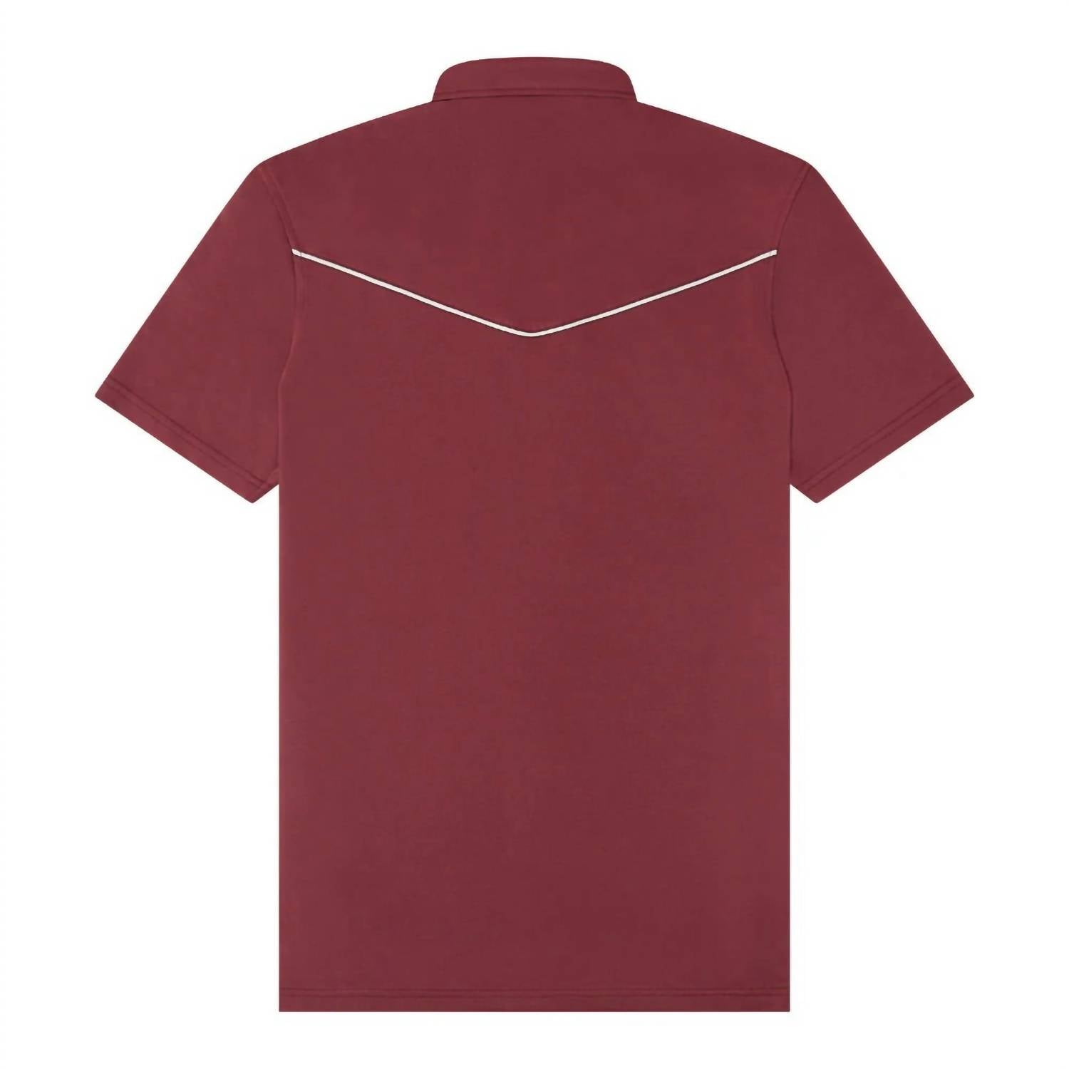 Texas Standard Men's Lariat Western Polo in maroon - men's shirt - detail view