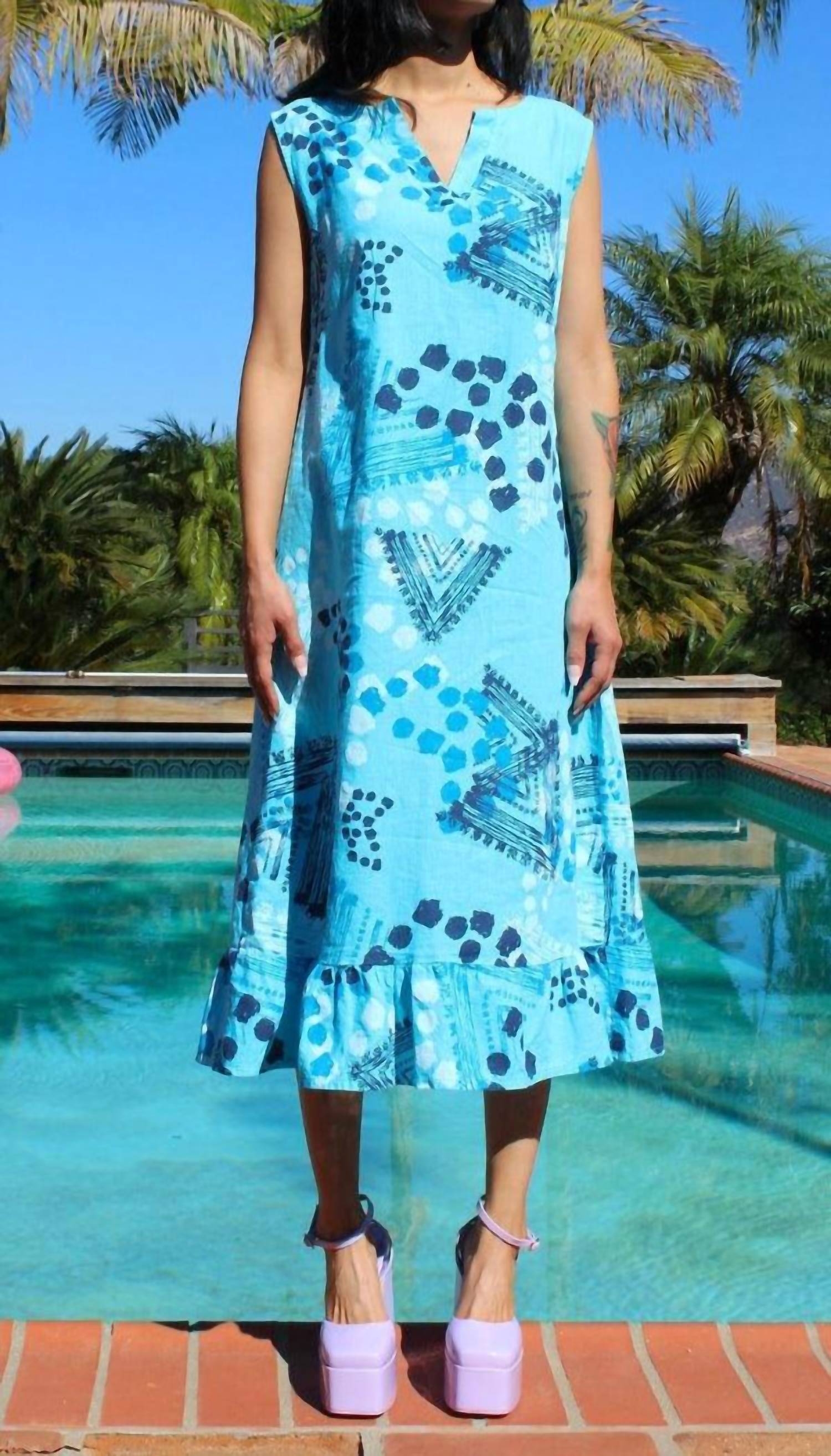 Gigi Moda - Tribale Linen Midi Dress