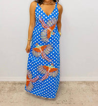 Queen Of Sparkles - Polka Dot Bird Cotton Midi Dress
