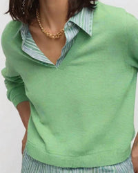 J. Society Long Sleeve Twofer Sweater in spearmint - women's sweater - detail view