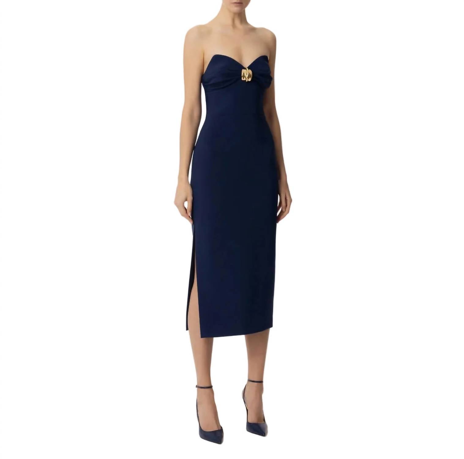 Elisabetta Franchi - Strapless Crepe Sheath Dress