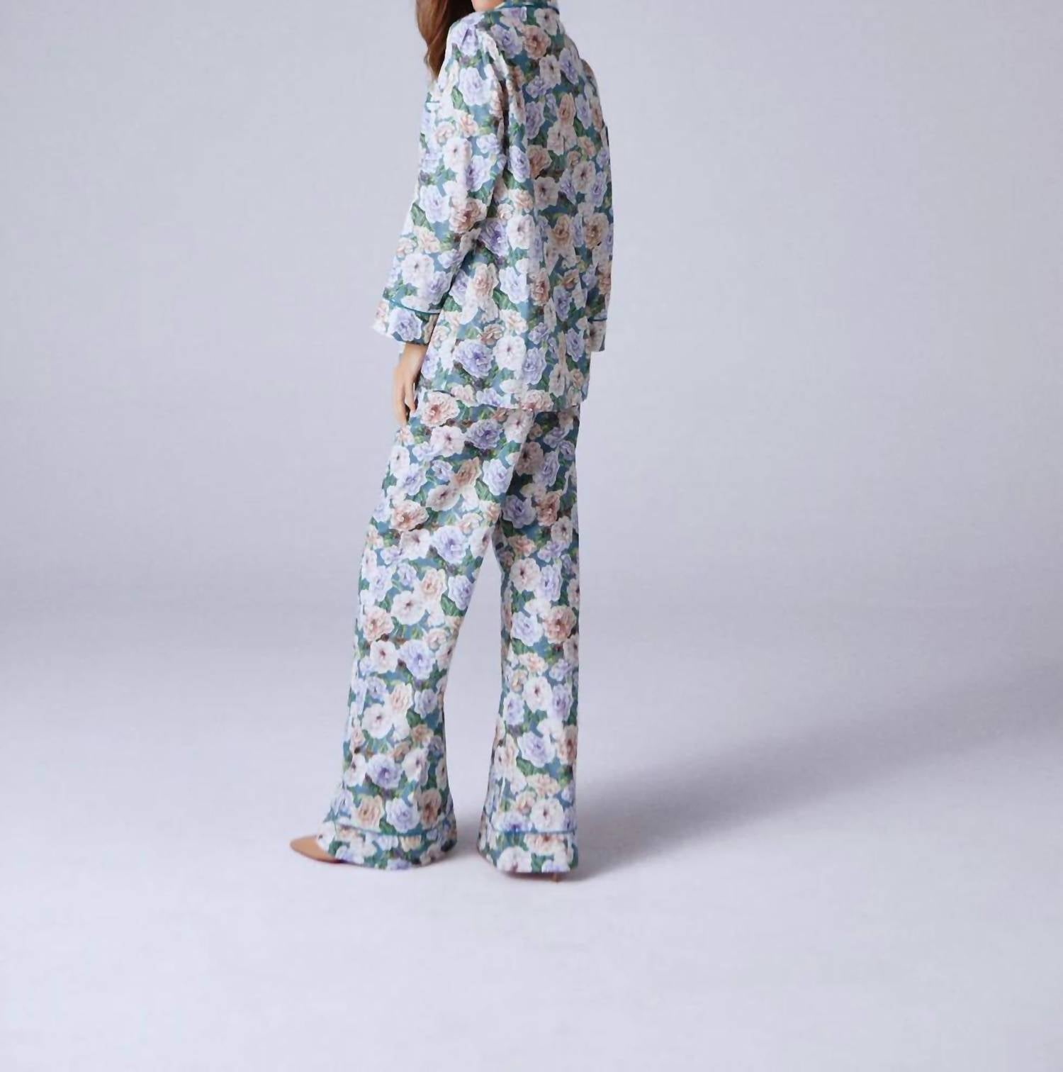 Noblesse Oblige Liberty Pajamas Bottom in blue - women's pants - detail view