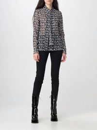 Versace - All-over Logo Bow Strap Silk Blouse