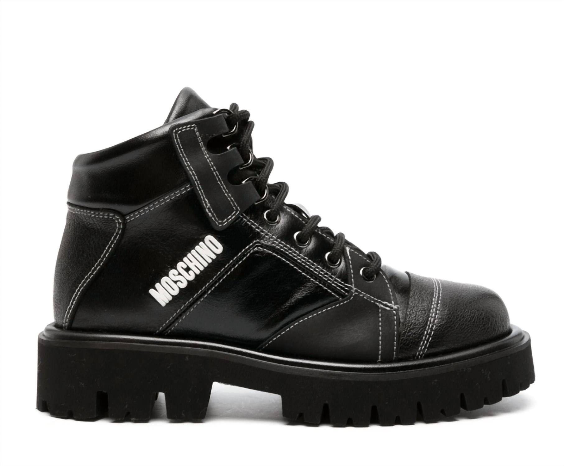 Moschino - Women's Logo-print Leather Boots