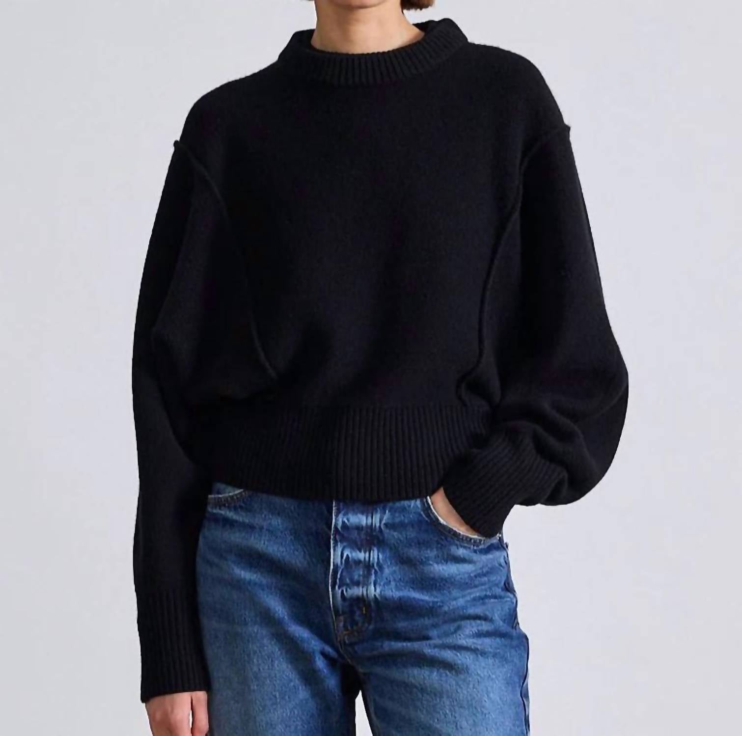 APIECE APART Alina Dolman Top in black - women's sweater
