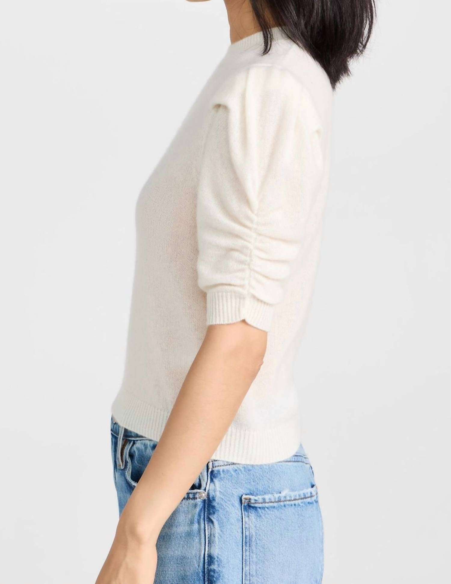 Frame - Rouched Sleeve Cashmere Sweater