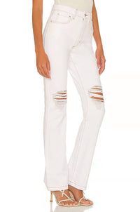 We Wore What - Wide Leg Distressed Jeans