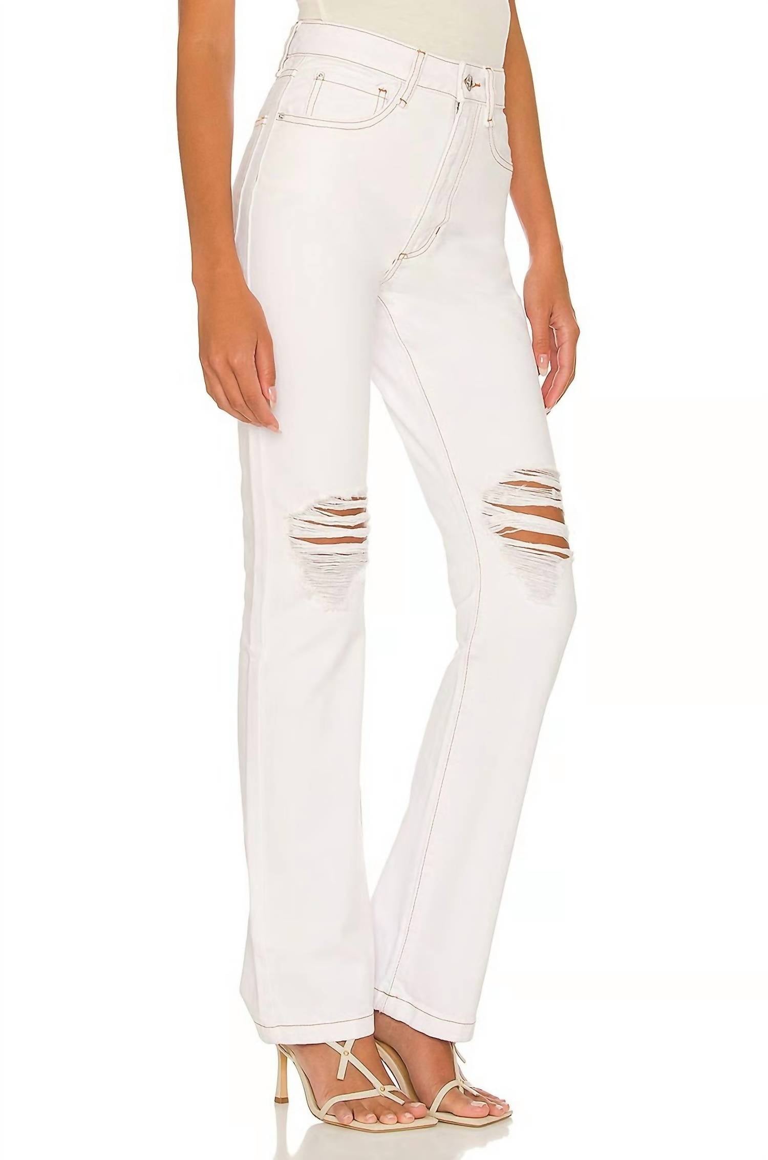 We Wore What - Wide Leg Distressed Jeans