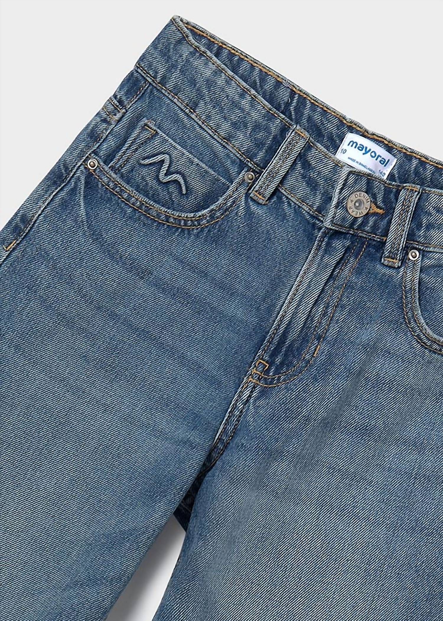 Mayoral - Girl's Relaxed Fit Long Denim Jeans