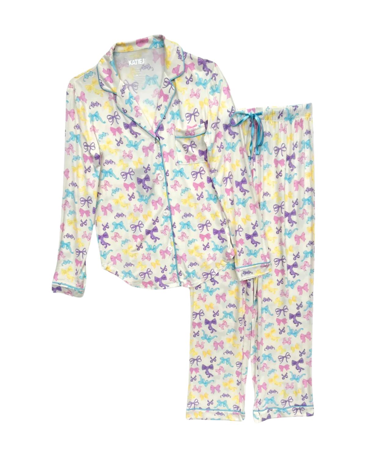 Katie J Nyc - Junior's Pastel Bows Maia Pants Pajama Set
