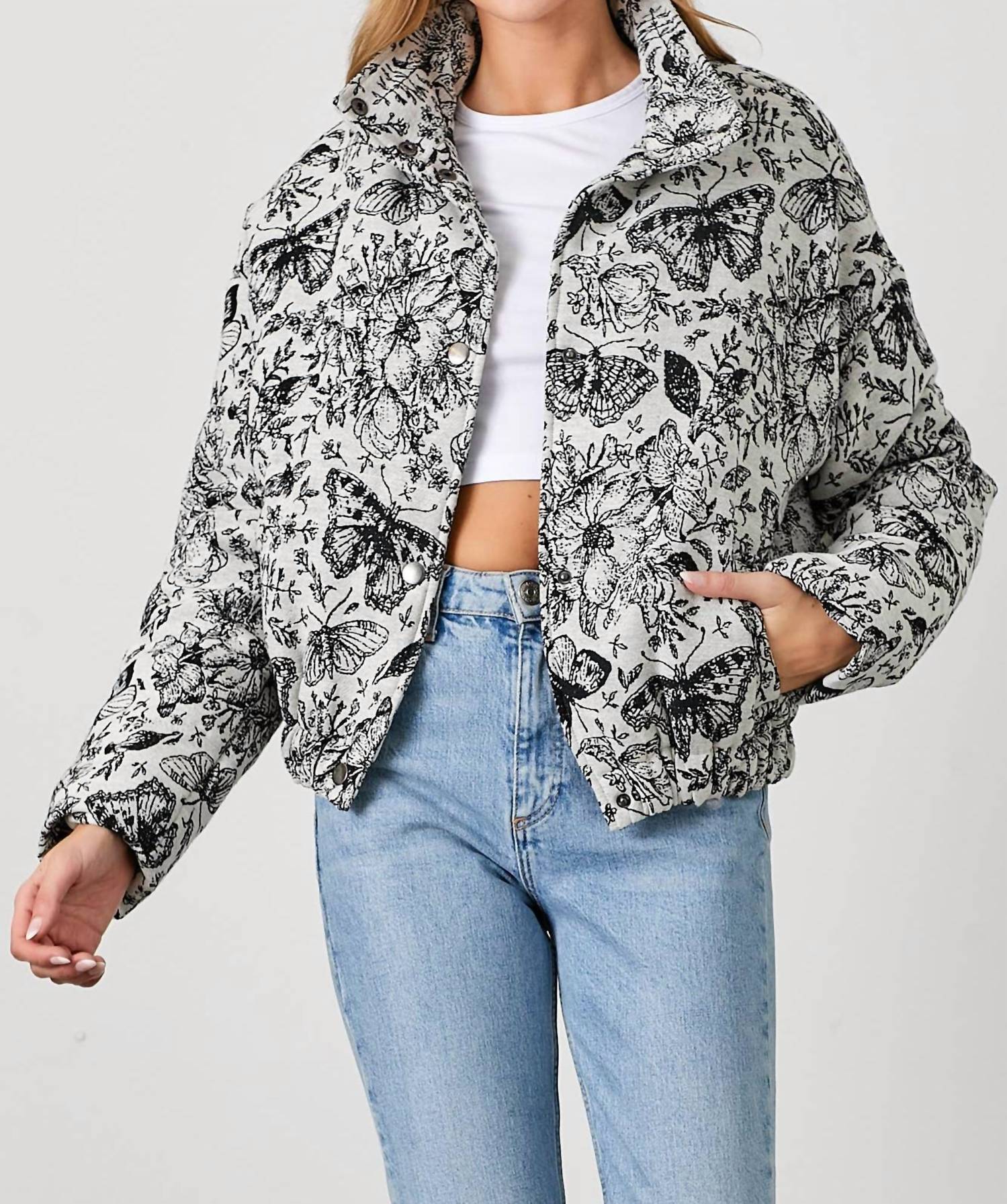 Polagram - Fluttering Hearts Butterfly Puffer Jacket