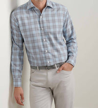 PETER MILLAR Big Bear Performance Flannel Shirt in gale grey - men's shirt