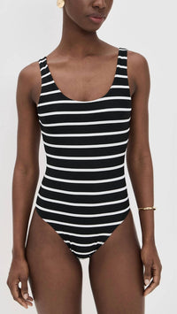 ANINE BING Jace One Piece Swimsuit in black and white stripe - women's swimwear - view 4