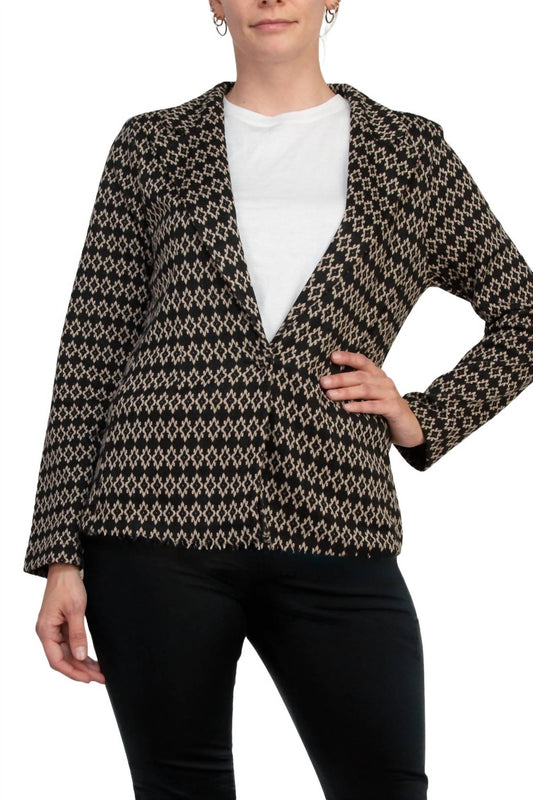 Philosophy - Bracelet Sleeve Peak Lapel Single Button Knit Jacquard Blazer