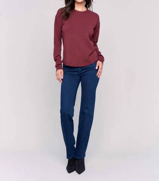 Charlie B - Frayed Edge Round Hem Sweater