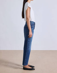 APIECE APART Mensy Mid Rise Jean in vintage blue wash - women's jeans - detail view