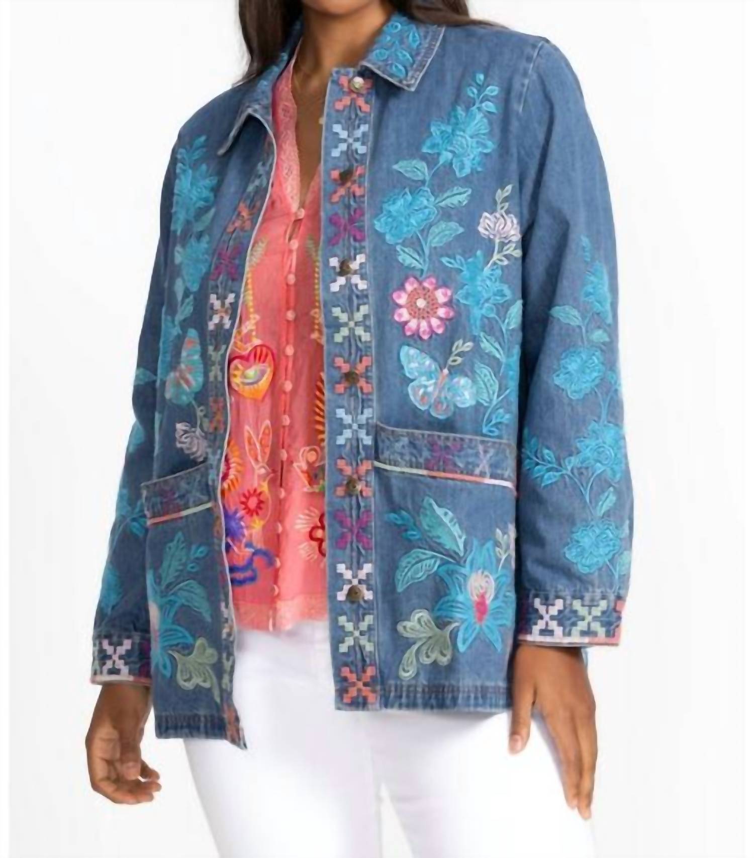 Johnny Was - Petra Long Denim Worker Jacket - Plus