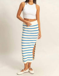 Hyfve - Striped High Waist Bodycon Sweater Skirt