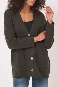 REPEAT cashmere Long Cashmere Sweater Top in khaki - women's sweater
