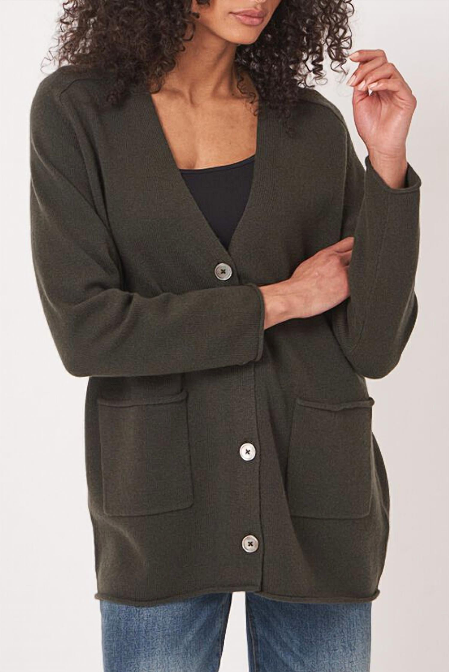 REPEAT cashmere Long Cashmere Sweater Top in khaki - women's sweater