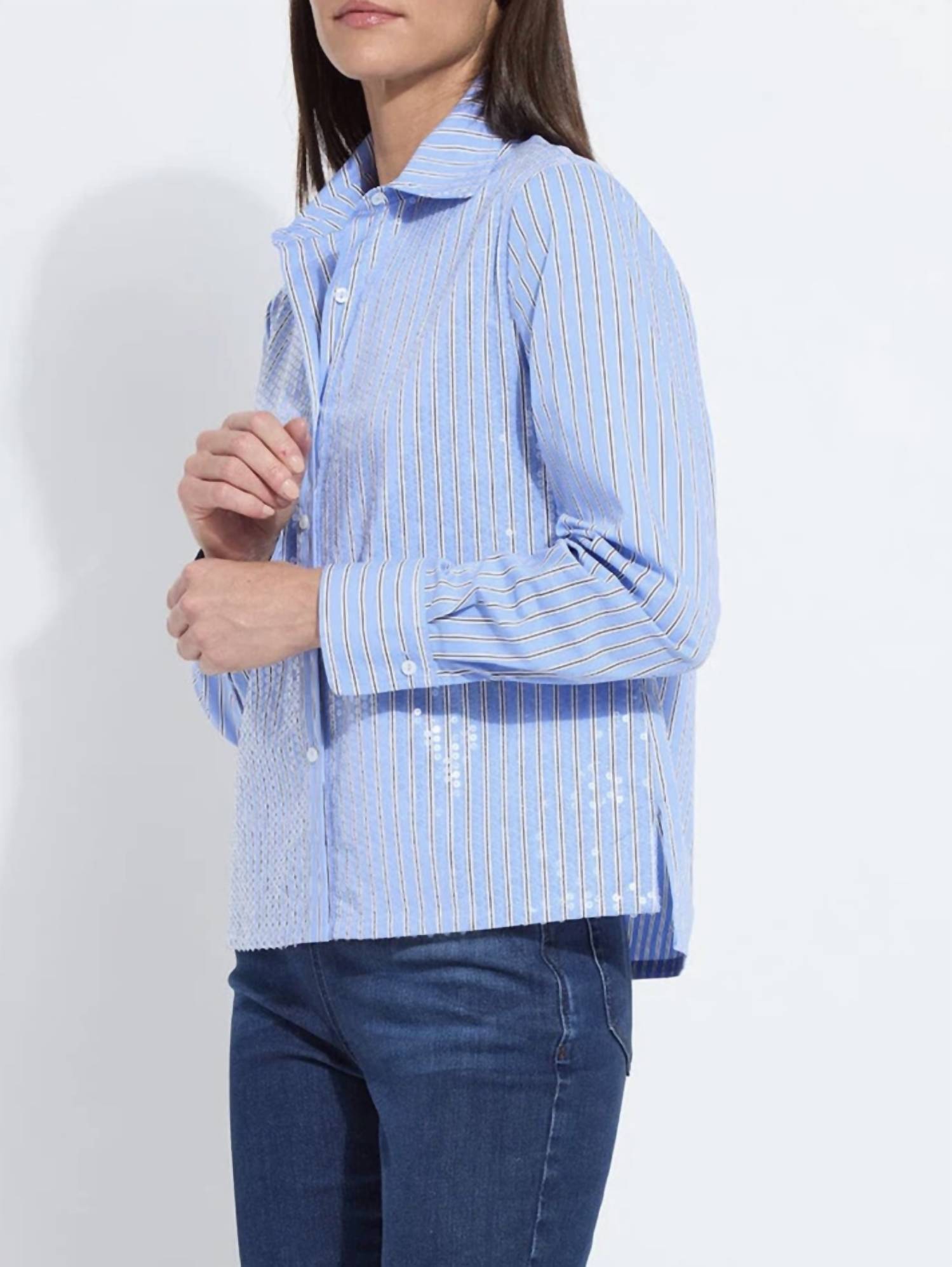 Lysse Sequin Shirting in luminous - women's shirt - detail view