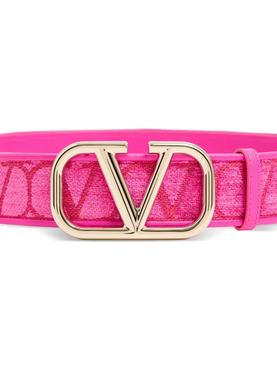 Valentino Garavani Women's Vlogo Reversible Velvet & Leather Belt in pink - women's accessory - alternate view