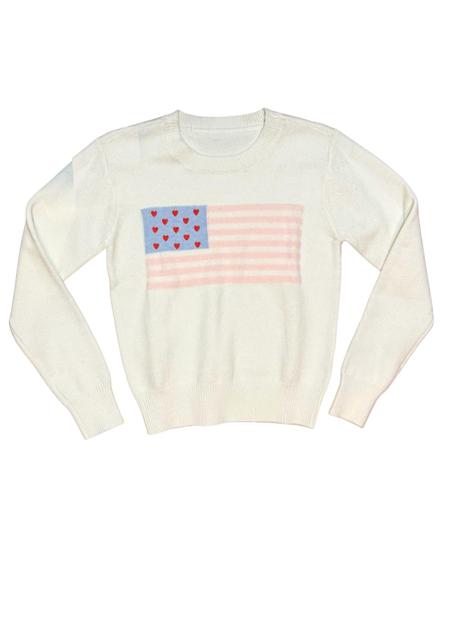 THEME Tiegan American Flag Sweater in white - kids' sweater - alternate view