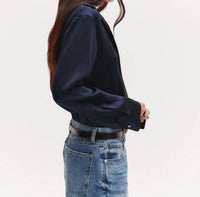 TWP One Morning Shirt in midnight - women's shirt - detail view