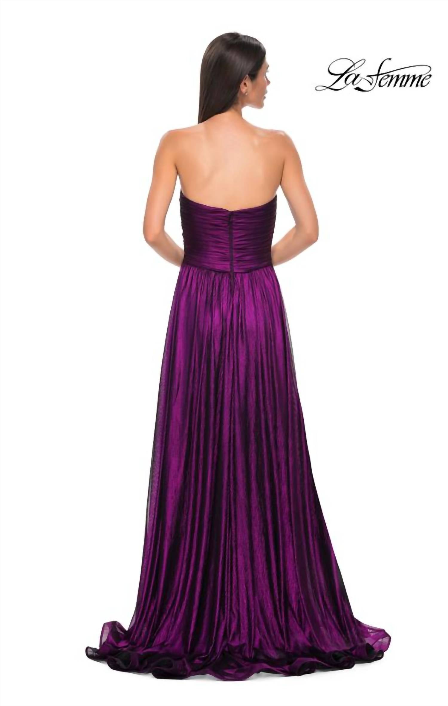 La Femme - Metallic Chiffon Dress
