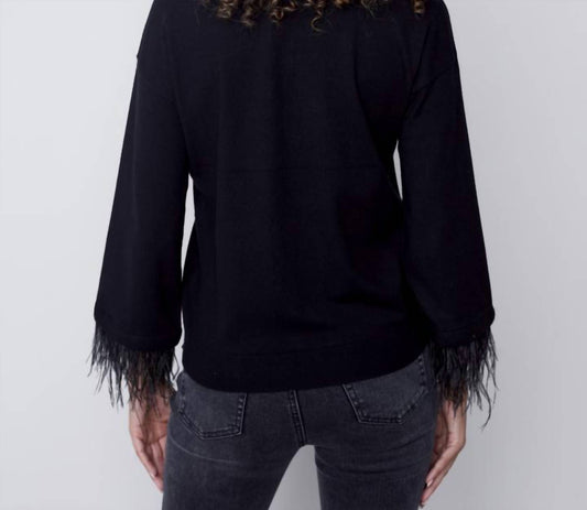 Charlie B - Feather Trim Sweater