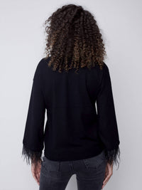 Charlie B - Feather Trim Sweater