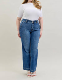 Judy Blue - High Rise Double Button Wide Leg Jeans