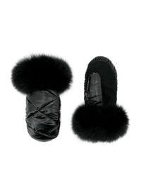 Mitchie's Matchings Women's Fur Mittens in black - women's accessory - detail view