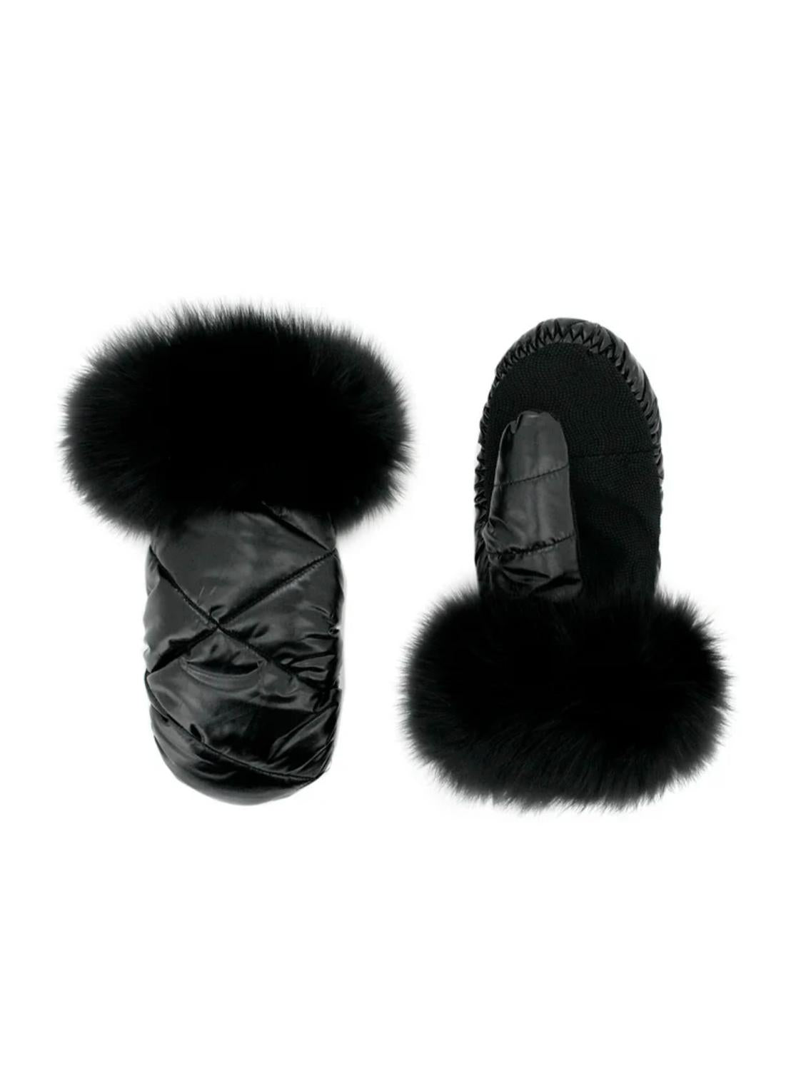 Mitchie's Matchings Women's Fur Mittens in black - women's accessory - detail view