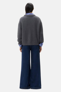 TWP Waffle Thermal Flat Sweater in charcoal - women's sweater - detail view