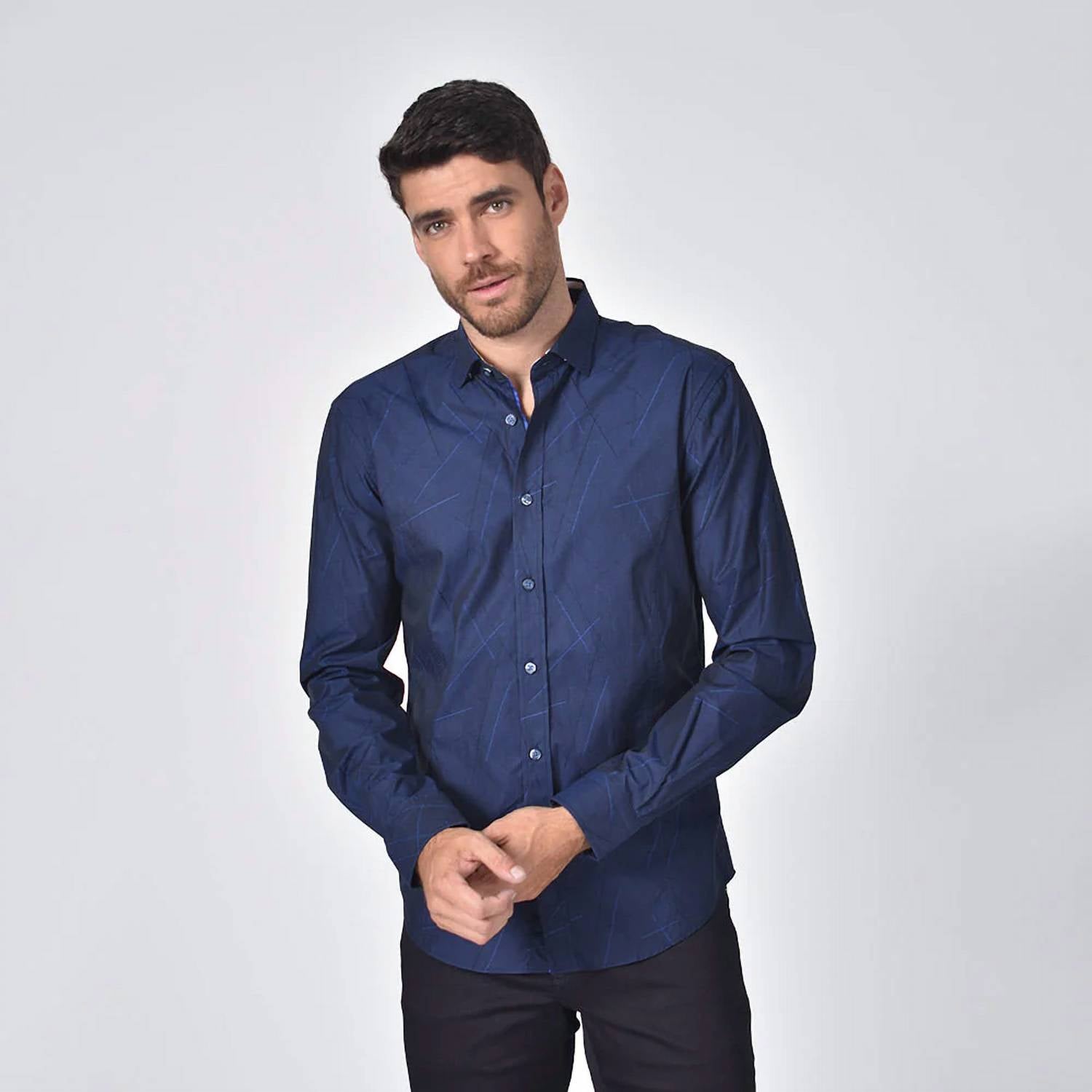Eight X - Retro Jacquard Shirt With Contrasting Trim