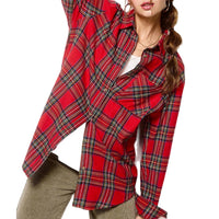 La Miel - Plaid Oversized Button Front Shirt