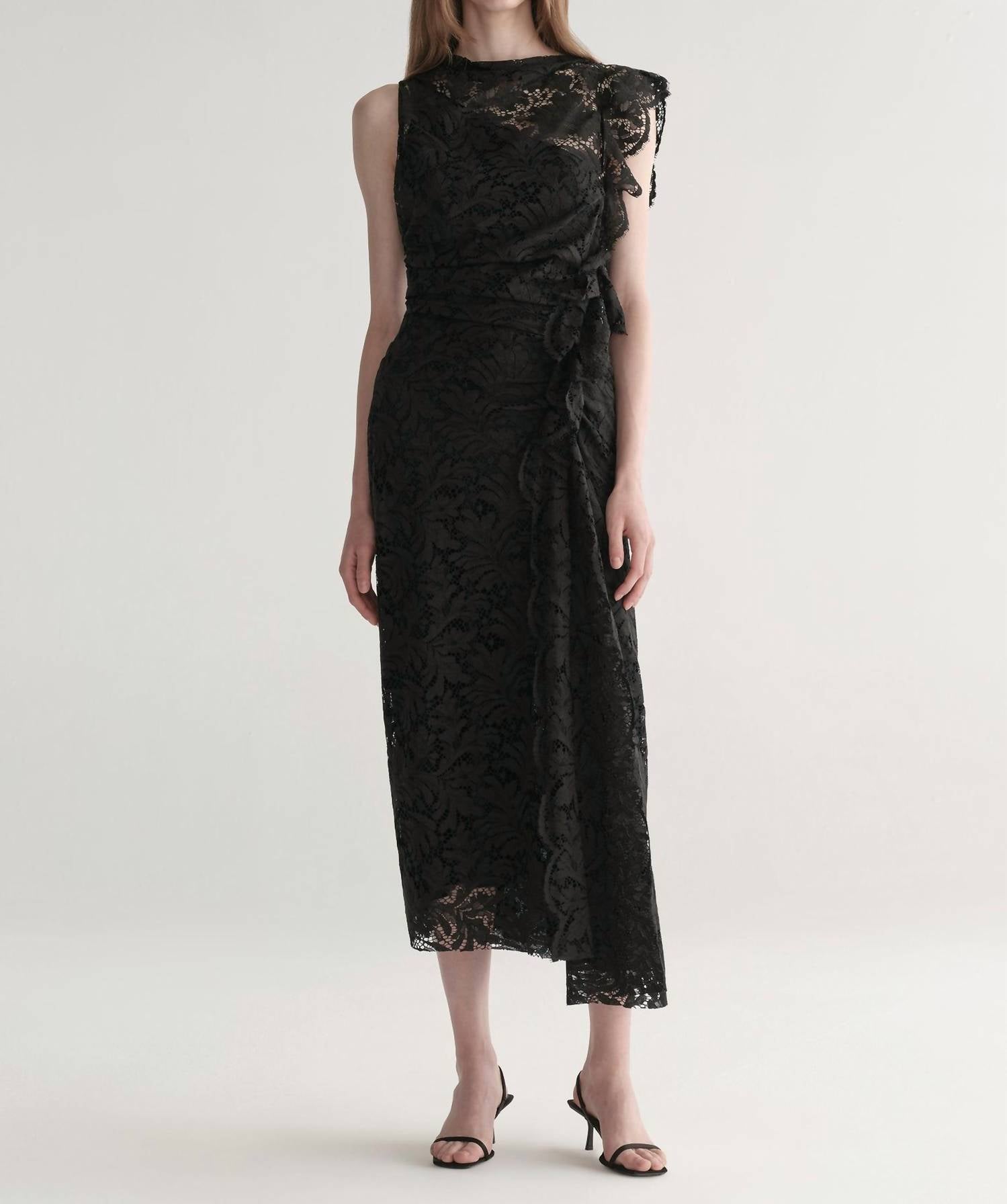 A.L.C. Astrid Lace Midi Dress in black - women's dress
