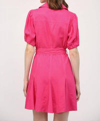 Fate - City Bloom Puff-sleeve Linen Mini Dress