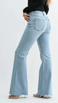 Just Black Denim - High Rise Scissor Cut Full Length Flare Jeans