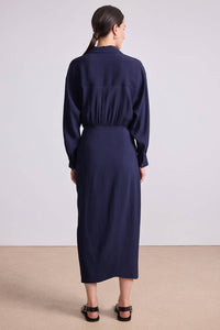 APIECE APART Alessandra Sarong Shirt Dress in midnight - women's dress - detail view