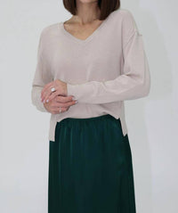 Another Love - Makenzi V Neck Drop Shoulder Sweater Top