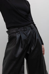 Collective Vegan Leather Belted Bermuda Shorts in black - women's shorts - alternate view