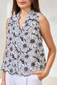 Tribal - Sleeveless Button Front Blouse