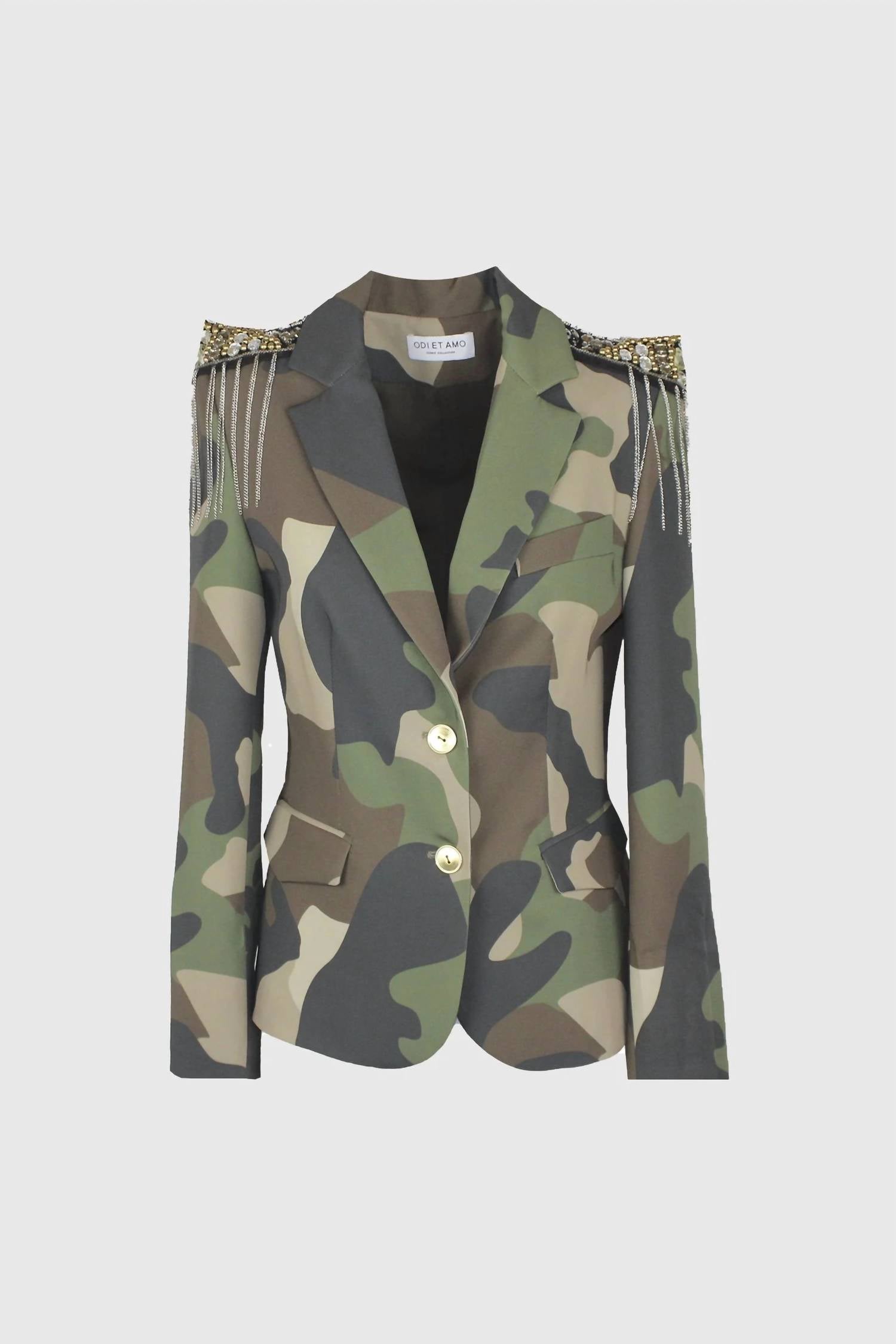 Odi et Amo Military Blazer in camouflage - women's jacket - detail view